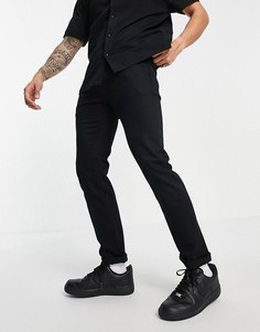 Черные зауженные эластичные джинсы из смесового органического хлопка Topman-Черный