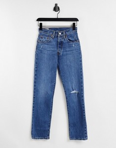 Укороченные джинсы цвета индиго со рваными коленями Levis 501-Голубой Levis®
