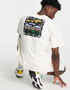 Футболка кремового цвета с вышивкой логотипа-трилистника с цветами adidas Originals-Белый