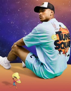 Голубая выбеленная футболка в стиле oversized с принтом тай-дай от комплекта ASOS DESIGN Space Jam 2-Голубой