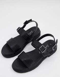 Черные сандалии на массивной подошве с ремешками на щиколотке New Look-Черный цвет