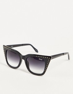 Женские солнцезащитные очки «кошачий глаз» черного цвета с заклепками Quay X Saweetie Harper-Черный цвет