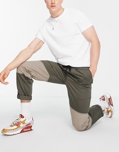Свободные брюки цвета хаки со вставками Topman-Зеленый цвет