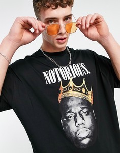 Черная футболка в стиле oversized с принтом Biggie Smalls ASOS DESIGN-Черный цвет