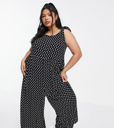 Комбинезон с мелким однотонным цветочным принтом и завязками на плечах ASOS DESIGN Curve-Multi