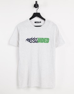 Серая oversized-футболка с комбинированным логотипом Missguided-Серый
