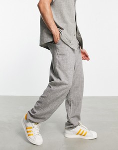 Суженные книзу oversized-брюки из облегченного фактурного материала от комплекта ASOS DESIGN-Серый