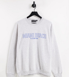 Эксклюзивный пляжный свитшот выбеленного серого цвета в стиле oversized New Girl Order Miami-Серый