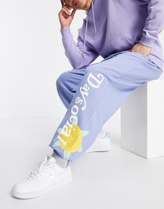 Синие джоггеры в стиле oversized с разными цветочными принтами (от комплекта) ASOS Daysocial-Голубой