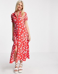 Чайное платье миди красного цвета с цветочным принтом ASOS DESIGN Ultimate-Multi