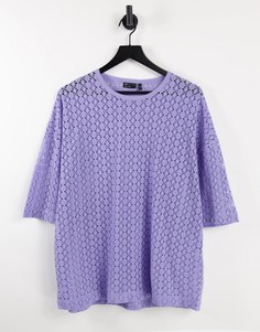 Сиреневая oversized-футболка с прозрачной фактурой ASOS DESIGN-Фиолетовый цвет