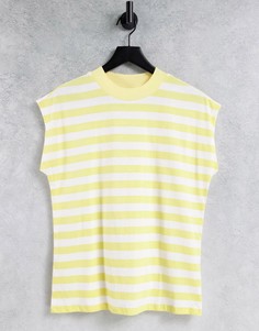 Желтая футболка свободного кроя в полоску без рукавов ASOS DESIGN-Желтый