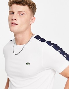 Белая футболка с лентой на плечах Lacoste-Белый