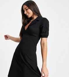 Черное чайное платье мини с воротником ASOS DESIGN Tall-Черный цвет