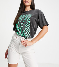 Джинсовые шорты с высокой талией цвета экрю Topshop Tall Editor-Белый