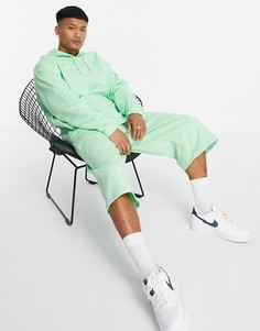 Пастельно-зеленый спортивный костюм в стиле oversized с худи и oversized-шортами ASOS DESIGN-Зеленый цвет