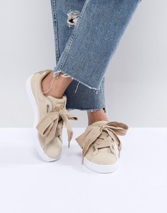 Светло-коричневые кроссовки с отделкой металлик Puma Basket Heart-Коричневый