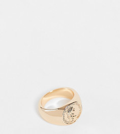 Золотистое кольцо-печатка с монеткой Reclaimed Vintage Inspired-Золотистый