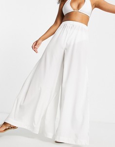 Белые пляжные брюки с широкими штанинами ASOS DESIGN-Белый