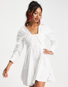 Белое платье-рубашка мини с корсетной вставкой на лифе ASOS DESIGN-Multi