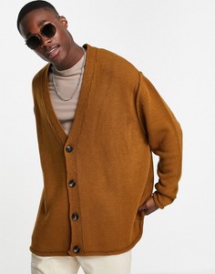 Светло-коричневый фактурный вязаный oversized-кардиган ASOS DESIGN-Коричневый цвет