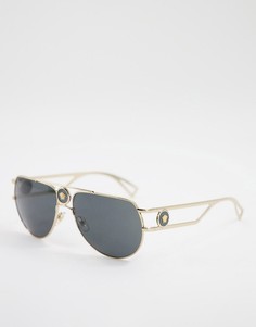 Солнцезащитные очки-авиаторы унисекс в золотистой оправе Versace 0VE2225-Золотистый