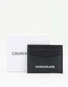 Черный кожаный кошелек для пластиковых карт с логотипом Calvin Klein Jeans-Черный цвет