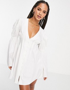 Пляжное хлопковое платье на пуговицах спереди ASOS DESIGN-Белый