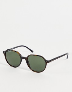 Коричневые женские солнцезащитные очки в круглой оправе Ray-Ban 0RB2195 Thalia-Коричневый цвет