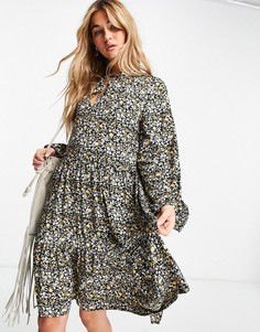 Черное платье с присборенной юбкой в стиле бохо Vila-Черный цвет