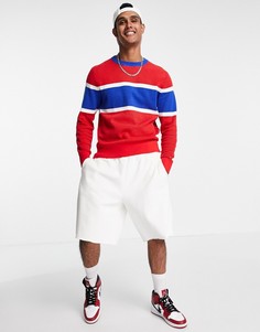 Джемпер свободного кроя в стиле колор блок с круглым вырезом Tommy Hilfiger-Красный