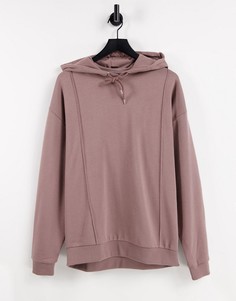 Коричневая выбеленная худи в стиле oversized с защипами ASOS DESIGN-Коричневый цвет