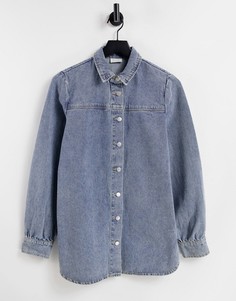 Голубая рубашка из денима в стиле oversized Vila-Голубой