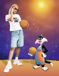 Футболка с принтом " Space Jam 2 New Legacy" с эффектом «севшей» вещи ASOS DESIGN-Зеленый цвет