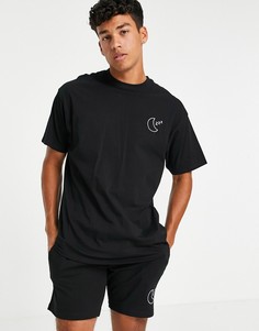 Черный комплект для дома в стиле oversized с шортами и принтом луны Threadbare-Черный цвет
