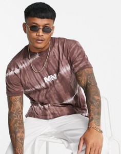 Коричневая oversized-футболка с принтом тай-дай Mennace-Коричневый цвет
