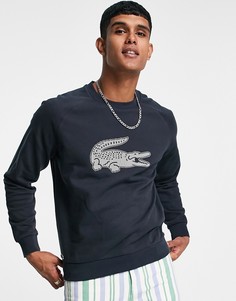 Свитшот с круглым вырезом и логотипом Lacoste Sport-Серый