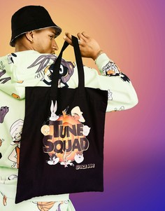 Черная сумка-тоут из органического хлопка ASOS DESIGN Space Jam 2-Черный цвет