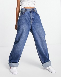 Синие oversized-джинсы в винтажном стиле Topshop-Голубой