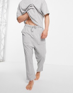 Серая меланжевая пижама с джоггерами и футболкой для дома ASOS DESIGN-Серый
