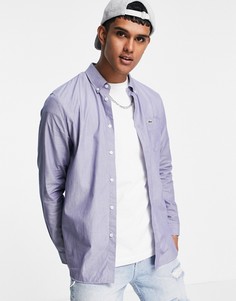 Рубашка в полоску с длинными рукавами и карманом Lacoste-Голубой