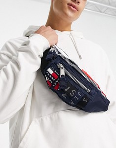 Темно-синяя сумка-кошелек на пояс со сплошным принтом логотипа Tommy Jeans-Темно-синий