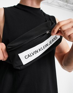 Черная сумка-кошелек на пояс со вставкой с логотипом Calvin Klein Jeans-Черный цвет