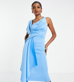 Голубое платье-футляр миди с открытым плечом ASOS DESIGN Tall-Multi