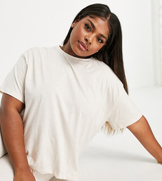 Комбинируемая пижамная футболка кремового цвета из трикотажа ASOS DESIGN Curve-Белый