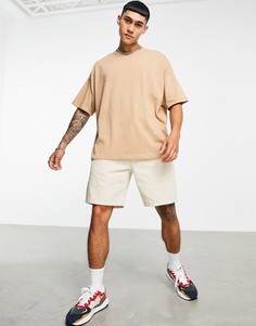 Бежевая oversized-футболка из плотного органического хлопка ASOS DESIGN-Светло-бежевый цвет