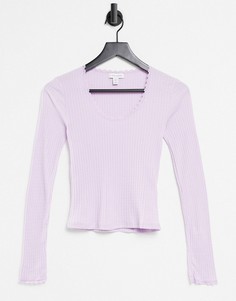 Сиреневый лонгслив с ажурным краем Topshop-Фиолетовый