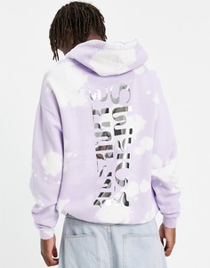 Oversized-худи фиолетового цвета с эффектом тай-дай и светоотражающими принтами ASOS DESIGN-Зеленый цвет