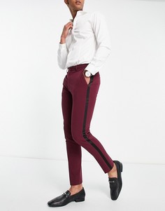 Суперзауженные брюки бордового цвета для смокинга ASOS DESIGN-Красный