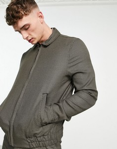 Коричневая строгая куртка-харрингтон в мелкую клетку (от комплекта) ASOS DESIGN-Коричневый цвет